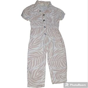 Jessica Simpson* Linen Blend Romper* Tan/ White* Sz 24mo